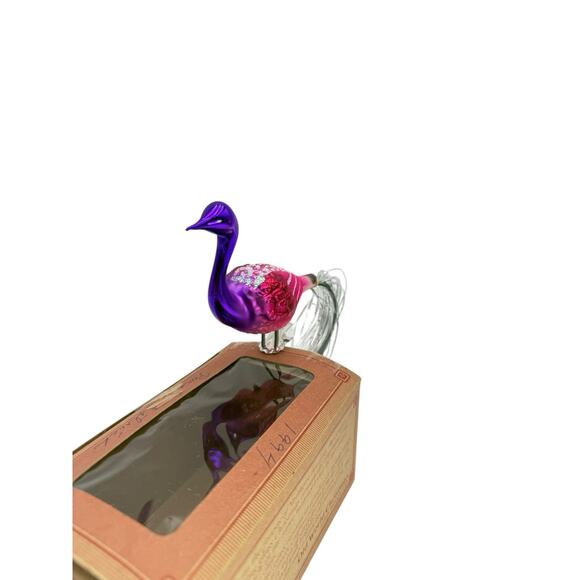 German Blown Glass Clip-on Bird w/ Tails Christmas Tree Ornament Peacock VTG EUC - Picture 4 of 7